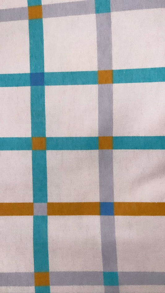 Blue, Grey, White, Orange Plaid