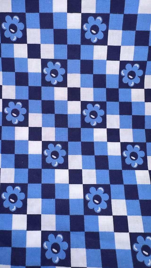Blue And White Checkered Floral
