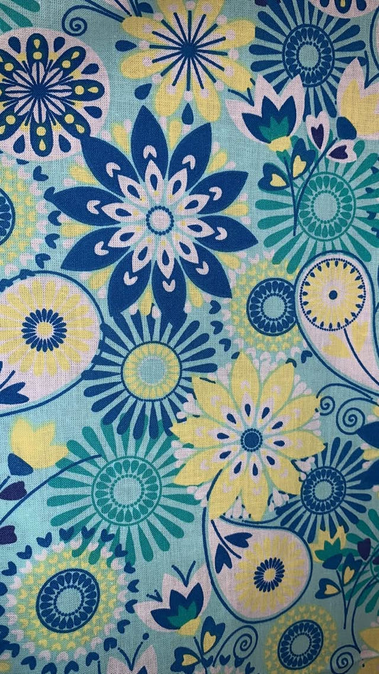 Blue And Yellow Large Flowers