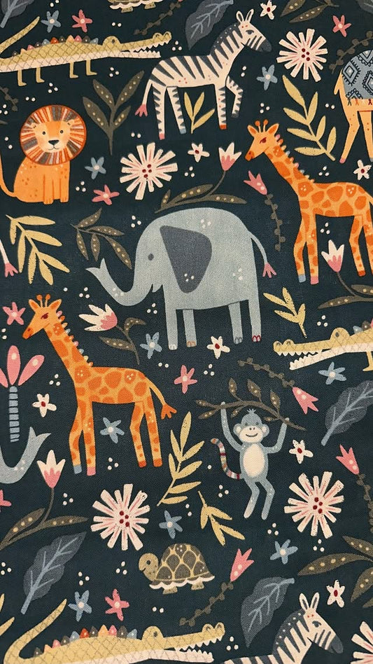 Giraffe, Elephant, And Crocs On Green