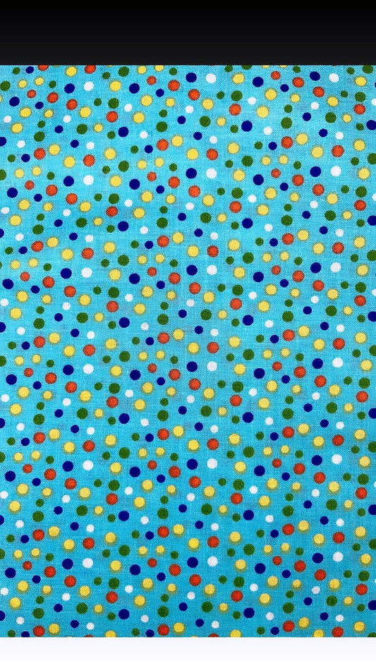 Light Blue With Multi Colored Dots