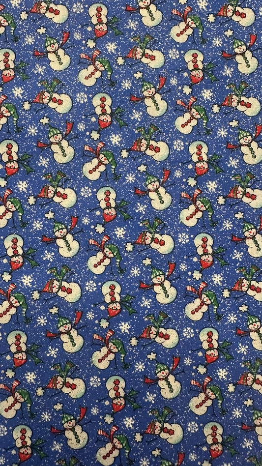 Mini Snowmen on Blue