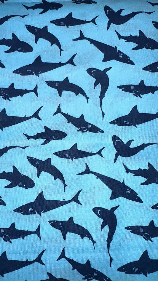 Navy Sharks On Light Blue