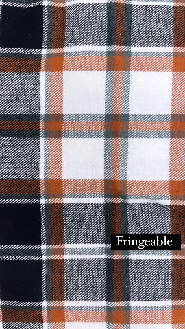 Navy, Orange, And White Plaid
