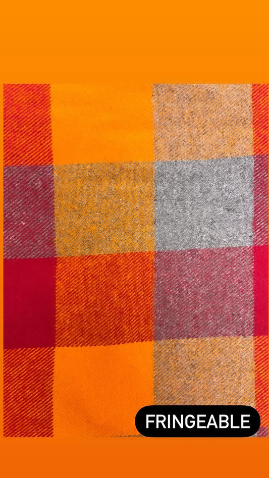 Orange, Red, And Blue Plaid