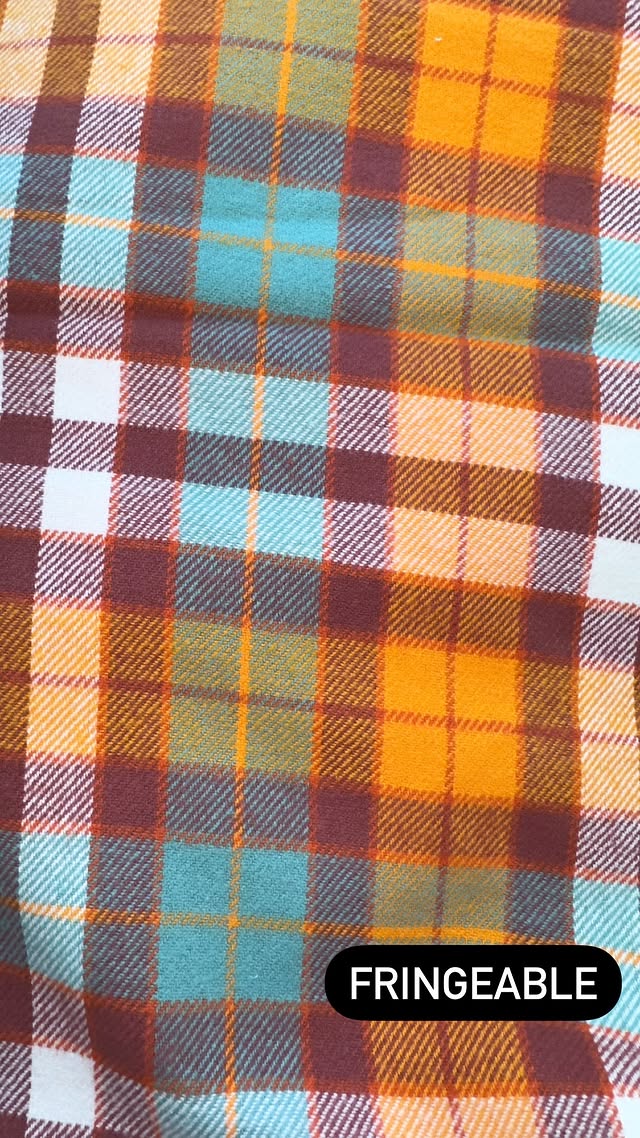 Orange Red And Teal Plaid