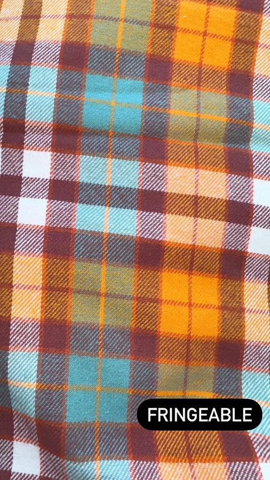 Orange Red And Teal Plaid