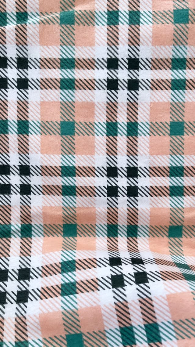 Peach And Teal Plaid