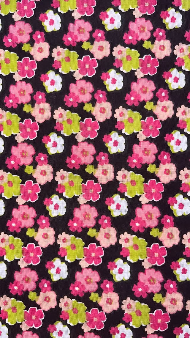 Pink, Black, And Green Floral
