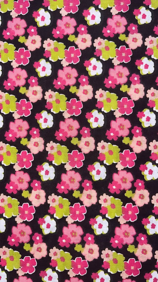 Pink, Black, And Green Floral