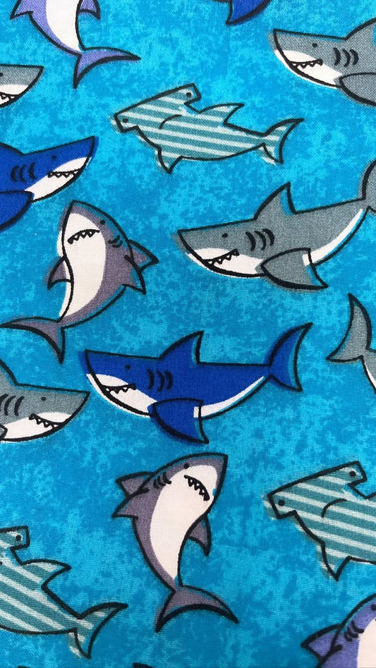 Smiling Sharks On Blue