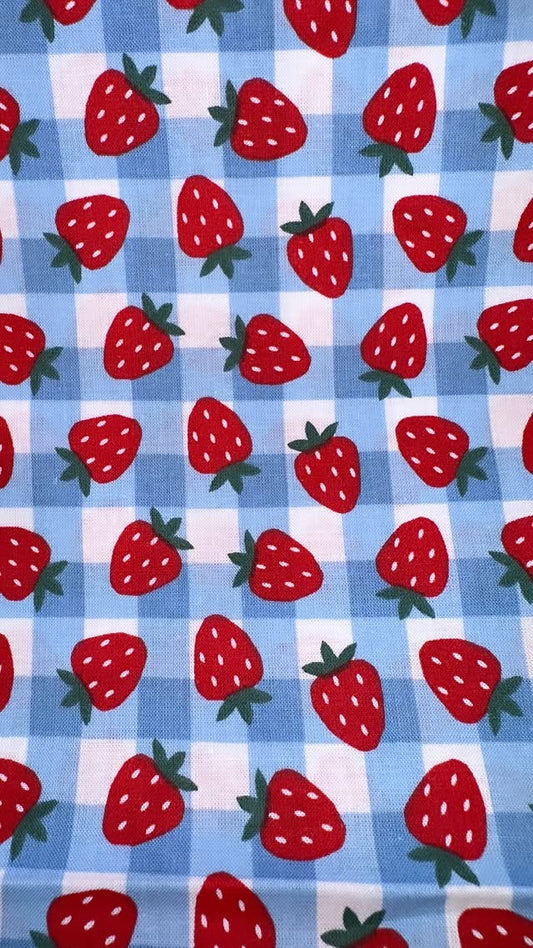 Strawberry On Blue Plaid