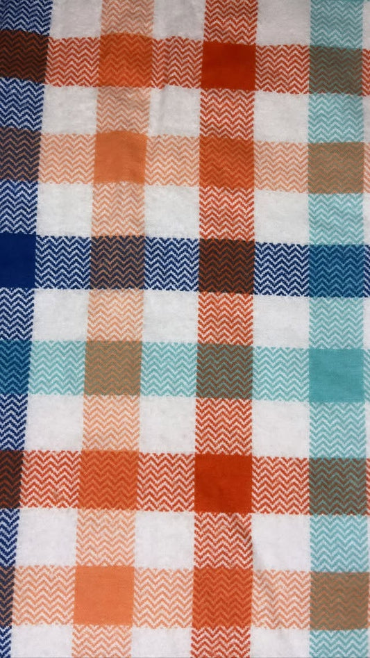 Teal, Orange, And Blue Plaid