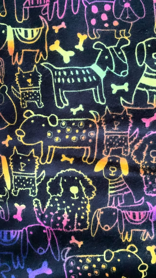 Rainbow Outline Dogs On Black