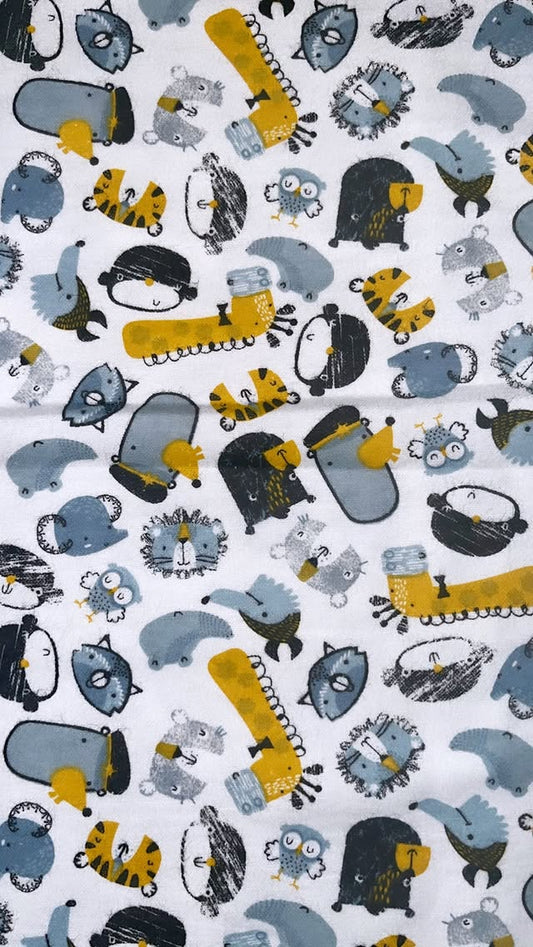 Scattered Gray And Yellow Animals