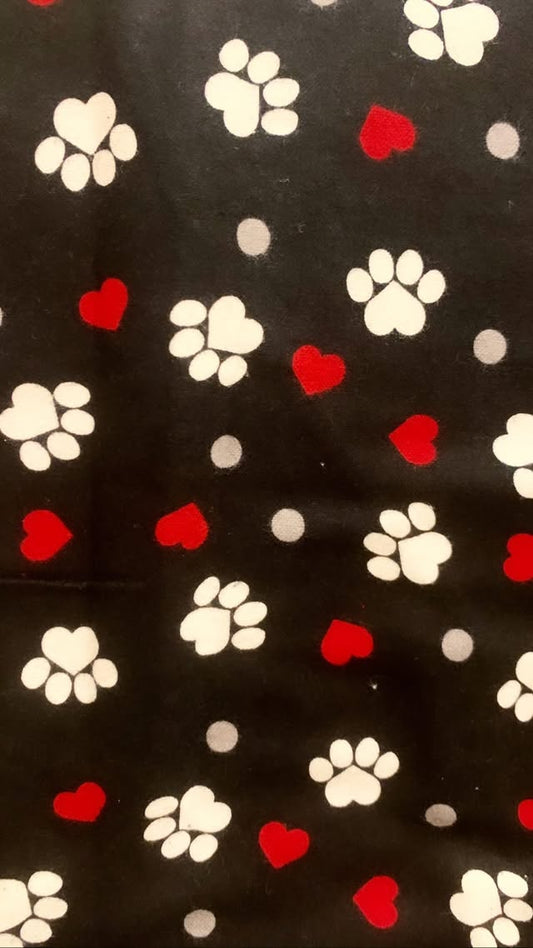 White Paws And Red Hearts On Black